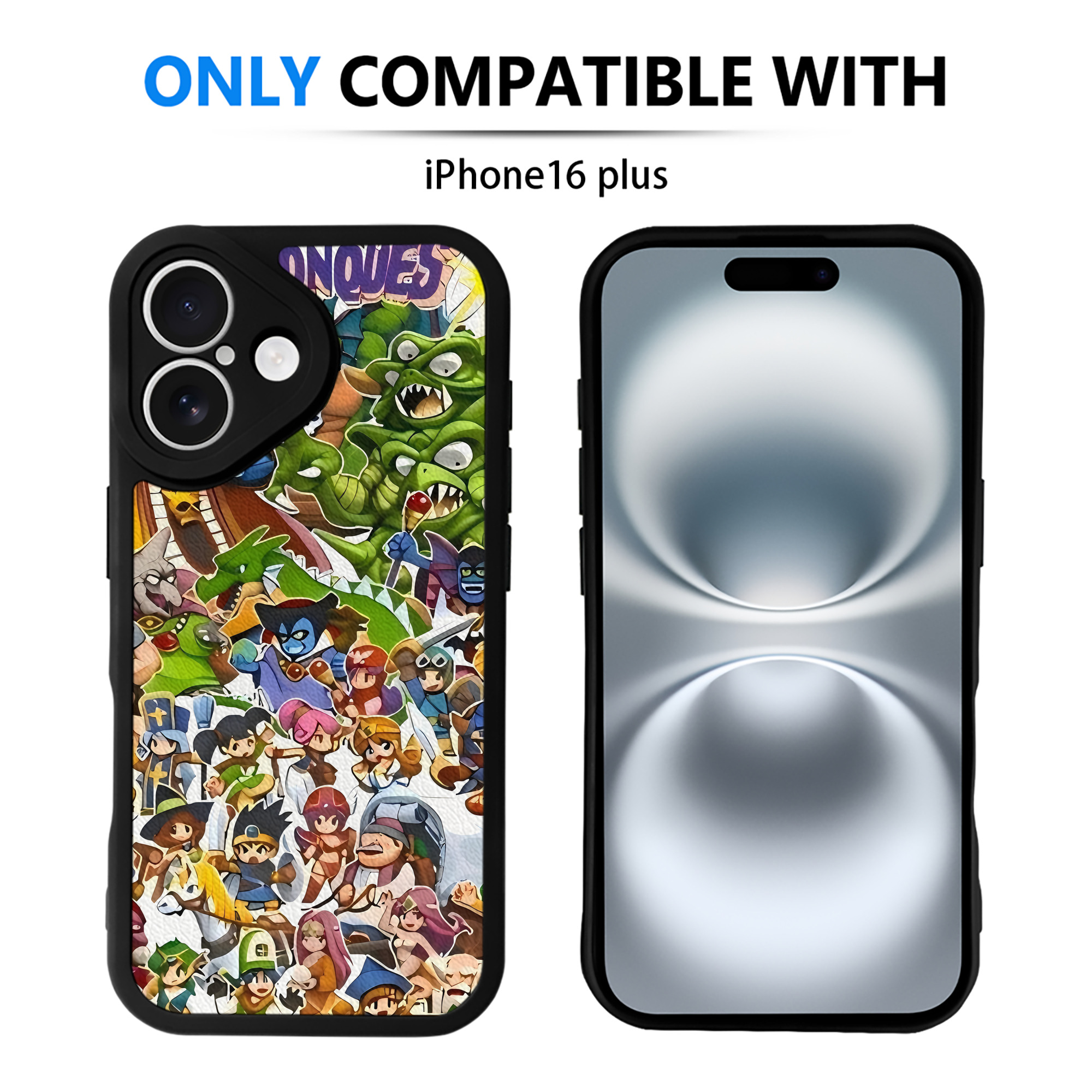 （画像用） ドラゴンクエスト Doragon Kuesuto Dragon Quest 【iPhone 16シリーズ対応】シリコンスマホケース（レザー調） 材質：シリコン